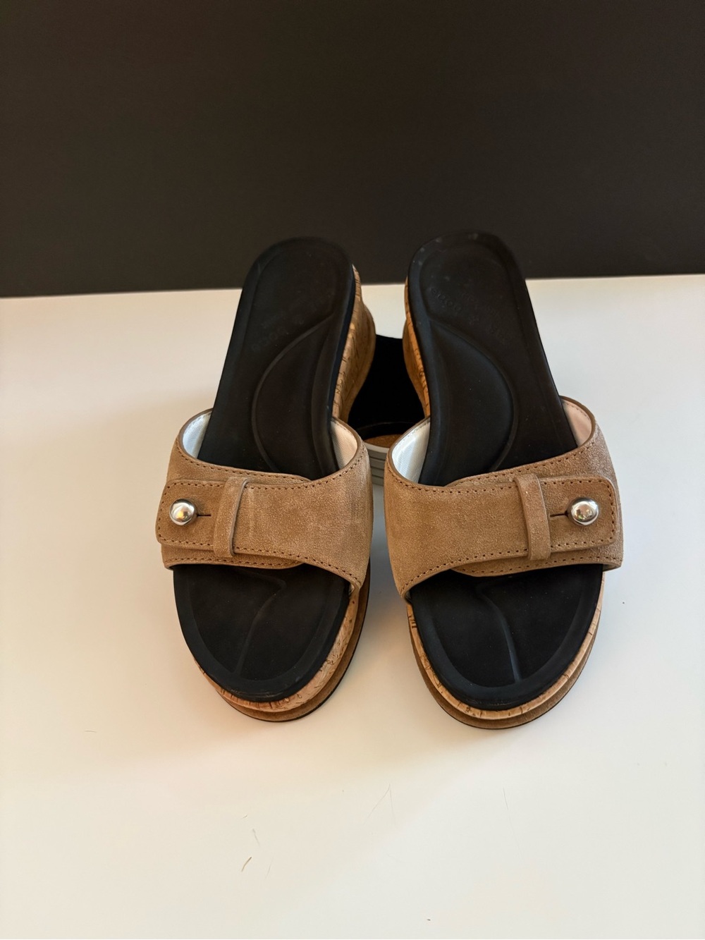 Rag & Bone Tan Suede Wedge Slide Cork  Sandals